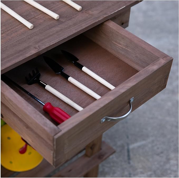Wooden Potting Bench Outdoor Garden Work Table - Image 9