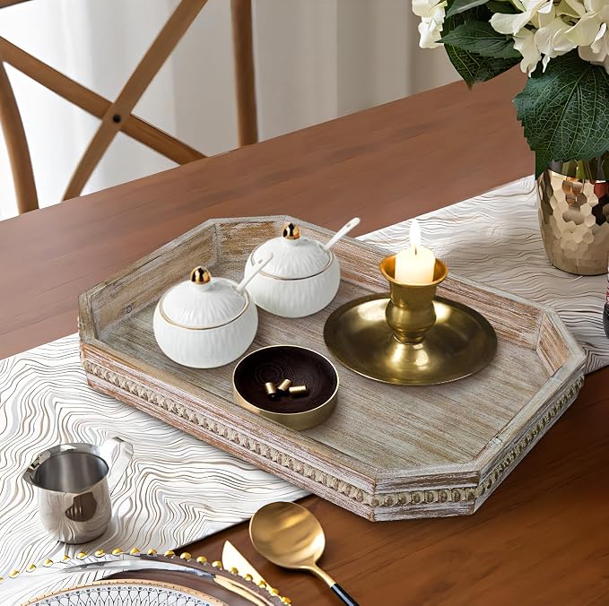 MAONAME Wood Serving Tray, Farmhouse Wooden Tray - Image 4