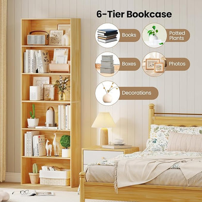 Giantex 6-Tier Bookcase, Freestanding Storage Organizer w/Open Shelves - Image 4