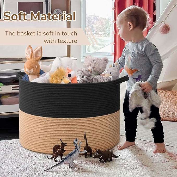 INDRESSME 115L Extra Large Cotton Rope Blanket Basket - Image 6