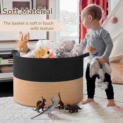 INDRESSME 115L Extra Large Cotton Rope Blanket Basket - Image 6