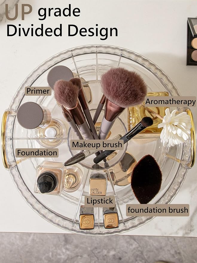 360 Rotating Makeup Organizer, 3 Tier Large Capacity Make Up Organizers and - Image 2