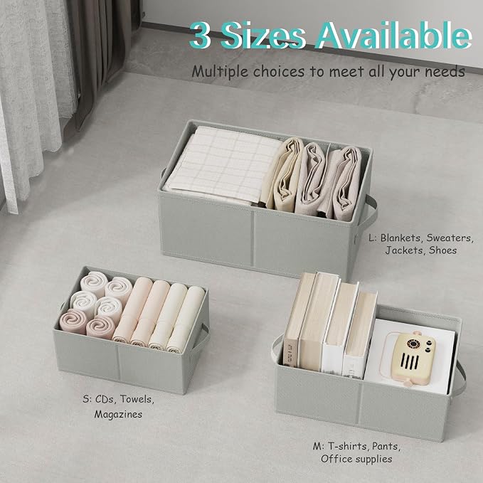 Fabric Storage Boxes for Shelves, 3 Pack Foldable Cloth Bins, Closet Organizers - Image 5