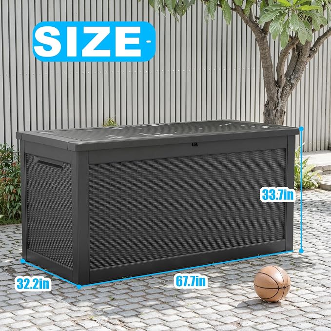 260 GallonOutdoor Storage Box, Resin Deck Boxes Waterproof, IndoorOutdoor Bin - Image 4