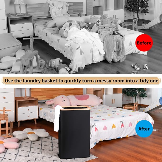 iEGrow 60L Slim Laundry Hamper, Narrow Laundry Basket - Image 4