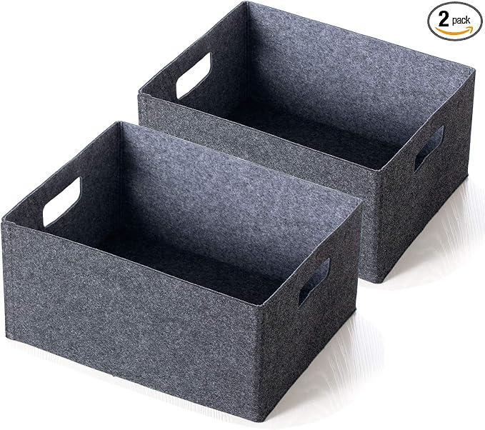 2 pack self-supporting collapsible felt storage basket in darkgrey by PANPAN-Shine