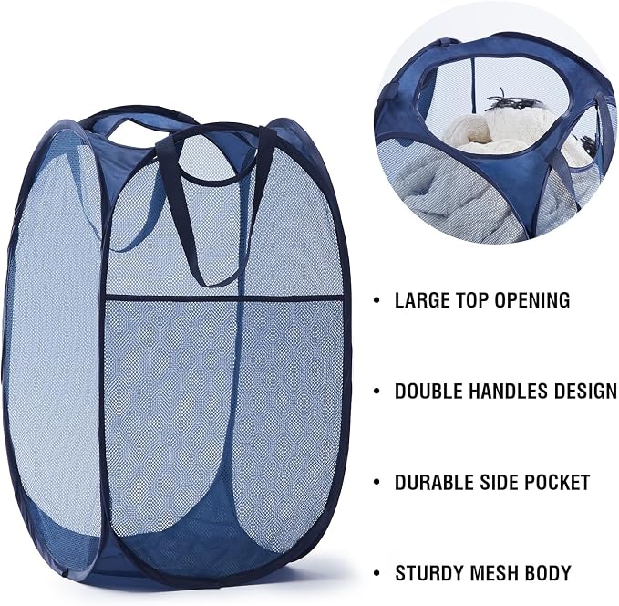 TECHMILLY Upgraded 105L Collapsible Mesh Pop Up Laundry Hamper - Image 4