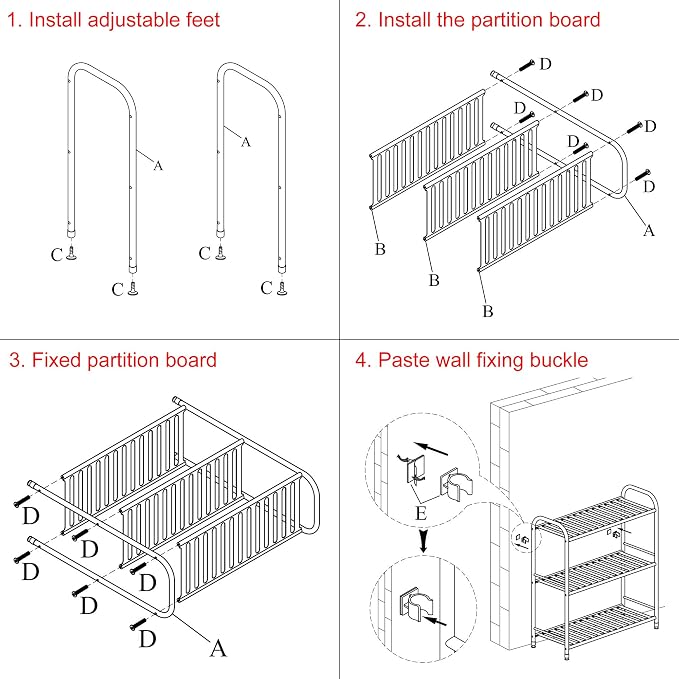 JSB 3-Tier Adjustable Shelving Unit, Heavy Duty Storage Rack Organizer Metal - Image 7