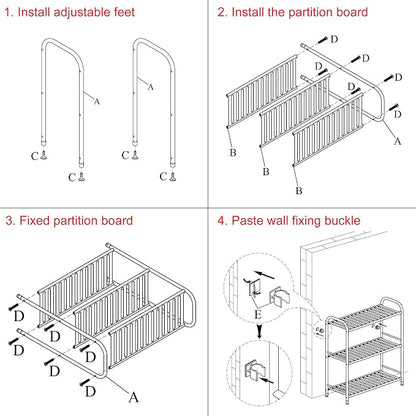JSB 3-Tier Adjustable Shelving Unit, Heavy Duty Storage Rack Organizer Metal - Image 7