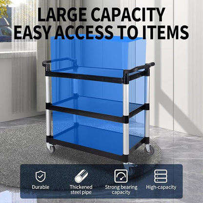 UNICOO® Heavy Duty 3-Tier Rolling Cart, Service Utility Cart on Wheels - Image 3
