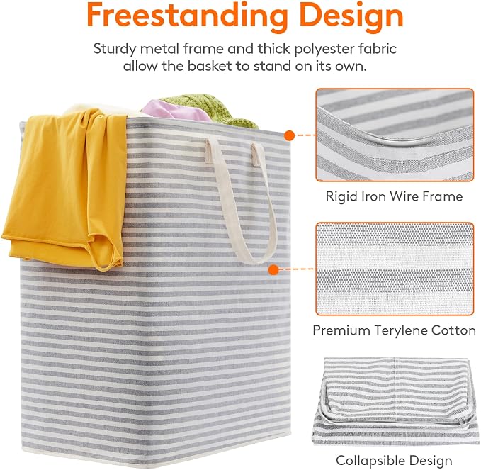 Lifewit 2 Pack Laundry Basket 100L Each, Collapsible Clothes Hamper - Image 2