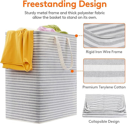 Lifewit 2 Pack Laundry Basket 100L Each, Collapsible Clothes Hamper - Image 2