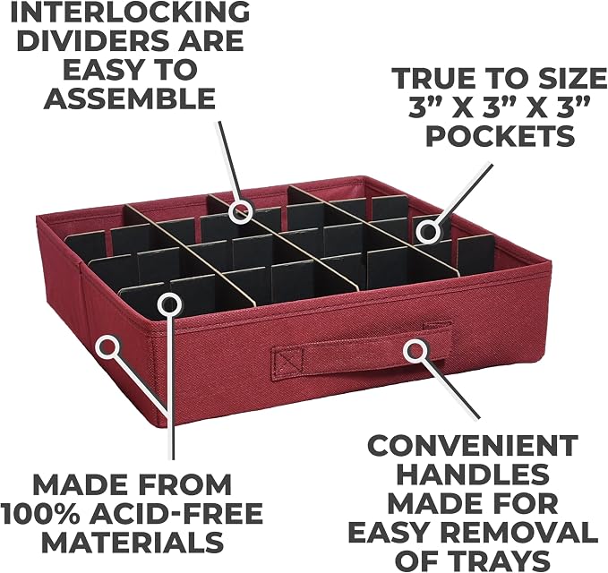 Christmas Ornament Storage Box, Adjustable Acid-Free Dividers | Holds 128 – 3 - Image 5