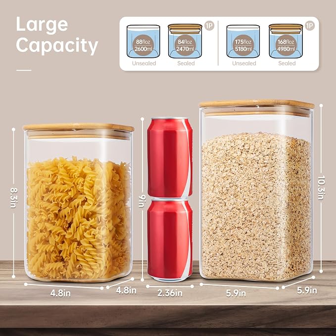 Extra Large Square Glass Flour & Sugar Storage Containers - Image 2