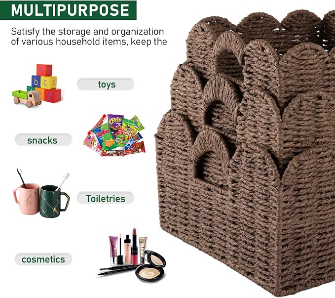 OIAHOMY Scalloped Wicker Baskets, Hand-woven Storage Baskets - Image 4