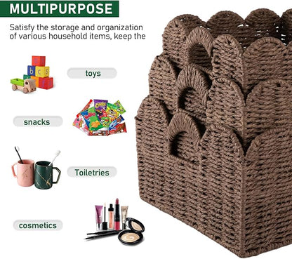 OIAHOMY Scalloped Wicker Baskets, Hand-woven Storage Baskets - Image 4