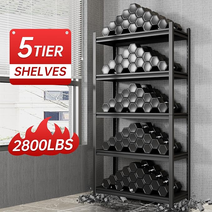 Metal Garage Shelving, Adjustable 5-Tier Heavy Duty Shelving, 2800 LBS Garage - Image 4