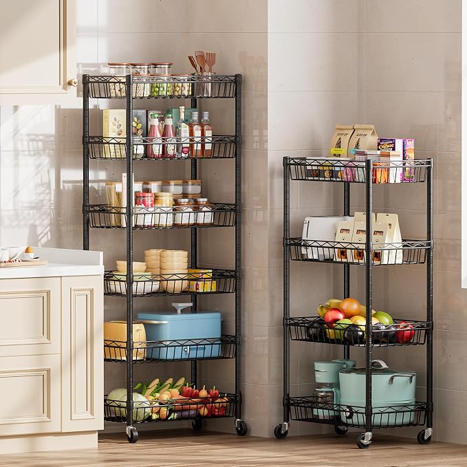 SINGAYE 4 Tier Basket Shelf Wire Shelving Unit Adjustable Storage Shelves Big - Image 2