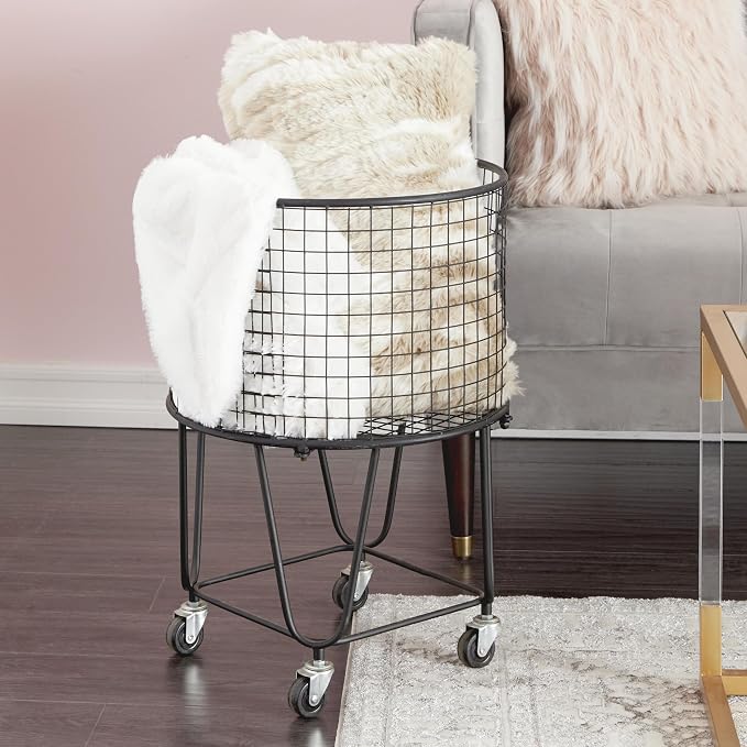 CosmoLiving by Cosmopolitan Metal Storage Cart Deep Set Rolling Mesh Laundry - Image 5