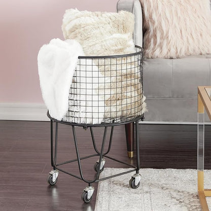 CosmoLiving by Cosmopolitan Metal Storage Cart Deep Set Rolling Mesh Laundry - Image 5