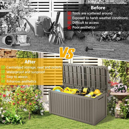 150 Gallon Deck Box, Resin Outdoor Indoor Waterproof Storage Box, Lockable - Image 7