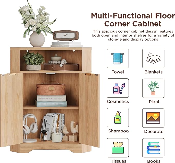 Vabches Corner Cabinet, Corner Bathroom Cabinet - Image 4
