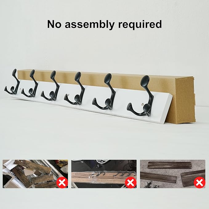 SKOLOO 39-Inch White Wood Coat Rack Wall Mount - Image 4