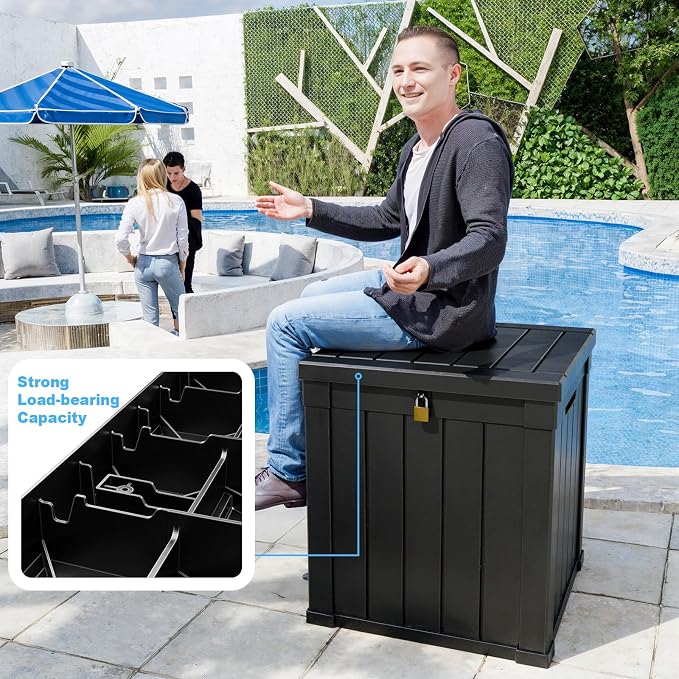 51 Gallon Resin Deck Box, Lockable Patio Outdoor Storage Box - Image 7