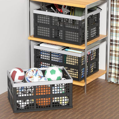 Collapsible Utility Crate Storage Bin, Folding Plastic Stackable Utility Crates - Image 6