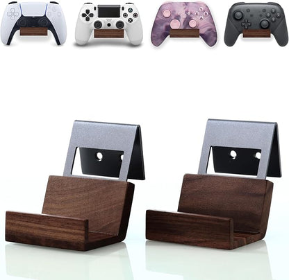 NIRVASH Walnut Controller Wall Mount, Wood Game Controller Holder Stand & by TechVibeJoy