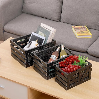 Storage Crates Nesting Wooden Boxes 3 Pack, Wood Storage Crates - Image 6