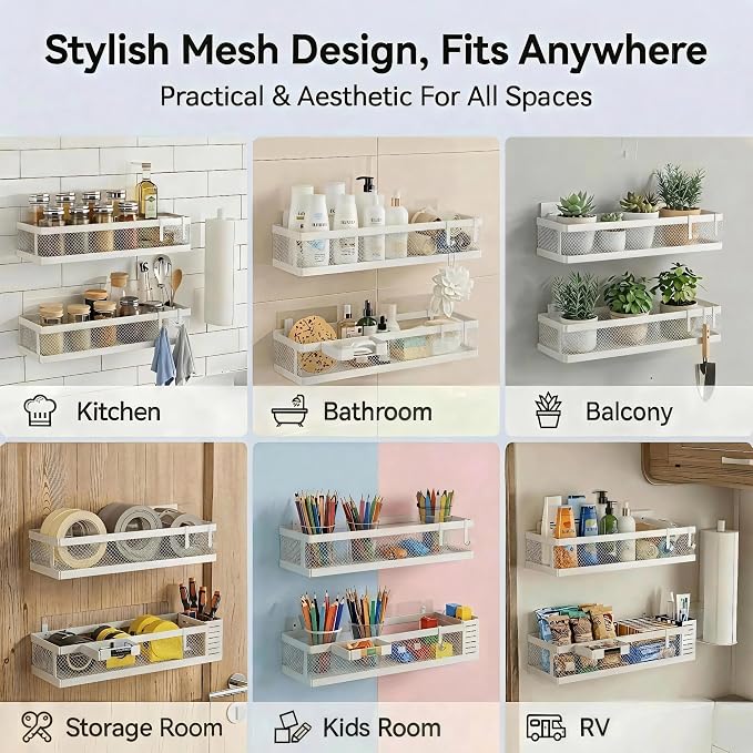 PUSDON 5-in-1 16.5" Extra Long Slim Wall Mount Wrapped Mesh Kitchen Organizer & - Image 8