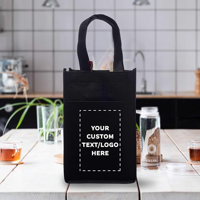 DISCOUNT PROMOS Non-Woven Vineyard Two Bottle Wine Bags - Image 6