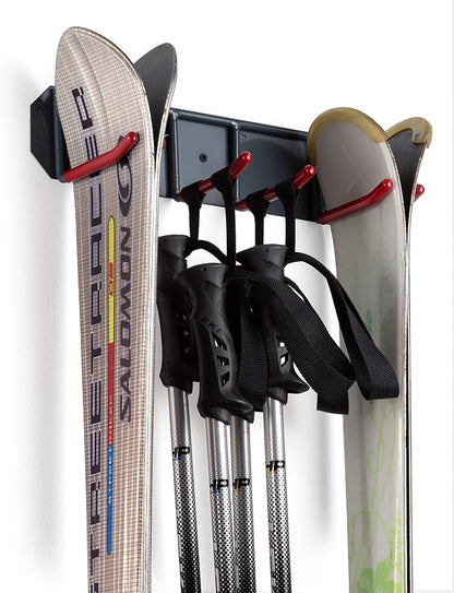Wall Mounted Rack Organizer for Skis and Poles Heavy Duty Horizontal Wall Ski - Image 7