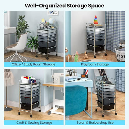 Giantex 6 Storage Drawer Cart Rolling Organizer Cart - Image 5