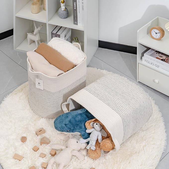 Storage Baskets for Clothes Fabric Cotton Rope Storage Basket - Image 8