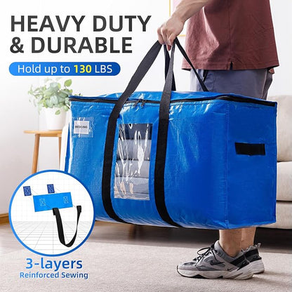 TAILI Extra Large Moving Bags, 12 Pack Blue Heavy Duty Totes - Image 5