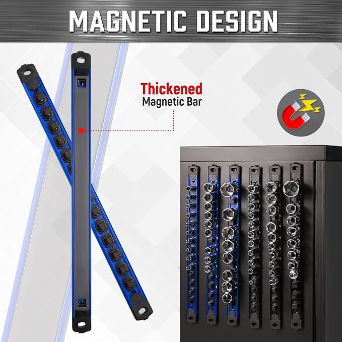 ALOANES 1/4-Inch Drive Magnetic Socket Organizer, Heavy Duty Aluminum Socket - Image 5