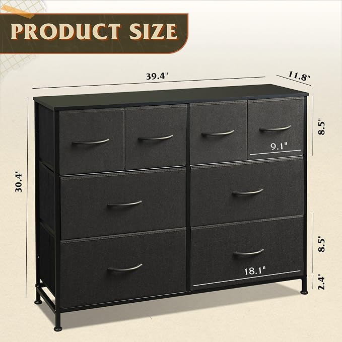 WLIVE Dresser for Bedroom with 8 Drawers, Wide Fabric Dresser for Storage and - Image 3