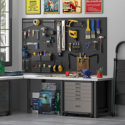 Peg Board, 4 Pack Metal Pegboard Panels and Accessories, Heavy Duty Peg Board - Image 3
