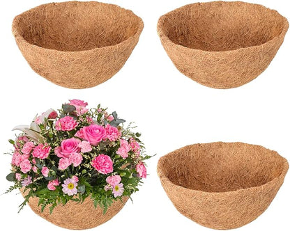 4 Pack 14 Inch Hanging Basket Coco Liners Replacement, 100% Natural Round by Legigo