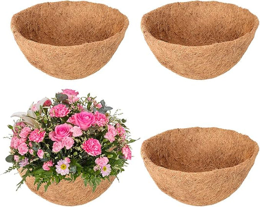 4 Pack 14 Inch Hanging Basket Coco Liners Replacement, 100% Natural Round by Legigo