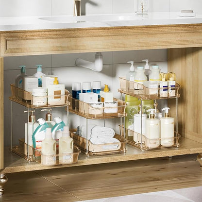 Delamu 2-Tier Under Sink Organizers and Storage, Pull Out Kitchen Pantry - Image 2