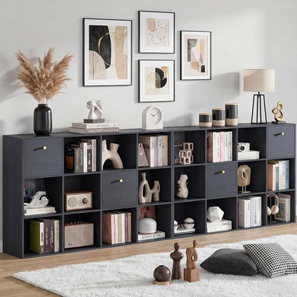 Cube Storage Organizer with 12 Open Shelf, Freestanding Book Case Set, 2 Packs by Odeekea