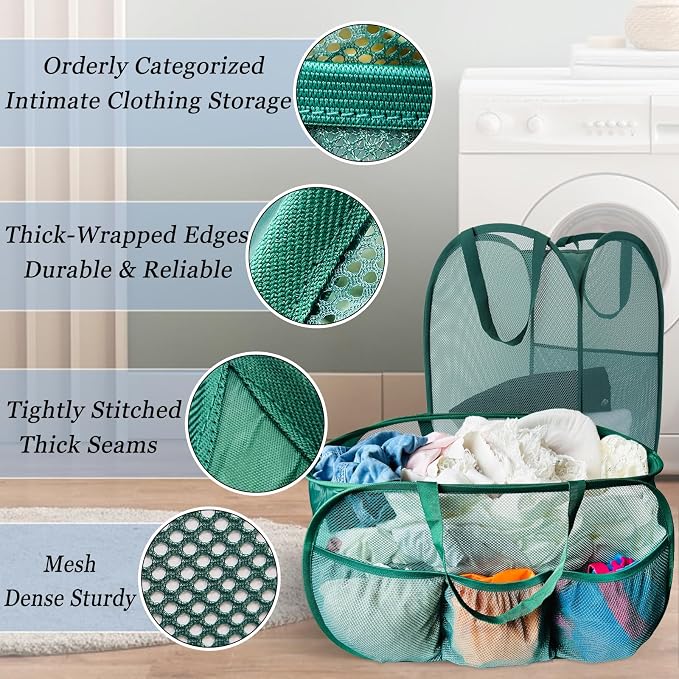 Collapsible Laundry Basket 2 pack, Mesh Pop Up Laundry Hampers - Image 4