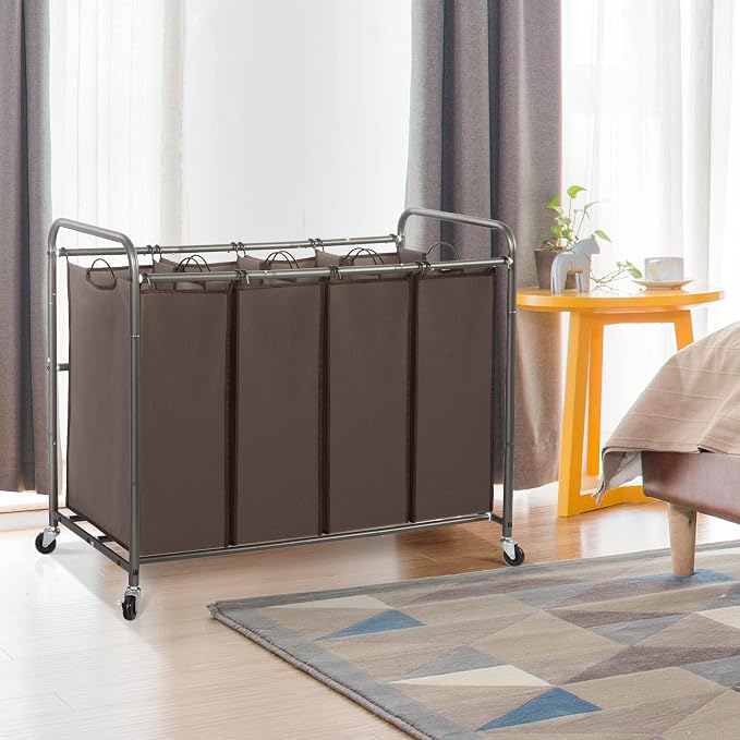 STO STO Laundry Sorter 4 Section, 4 Bag Laundry Hamper, Rolling Laundry Cart - Image 2
