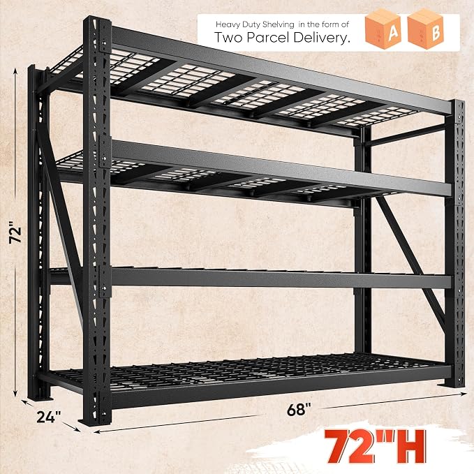 Bepatio 9400LBS Garage Shelving Heavy Duty, 4Tier Storage Rack Shelf, - Image 3