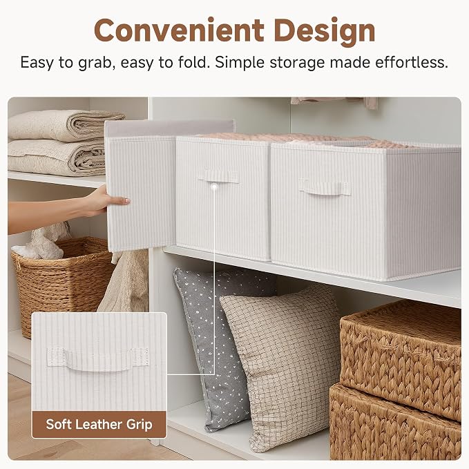 StorageWorks Storage Baskets for Shelves, Foldable Fabric Closet Storage Bins - Image 5