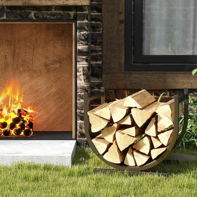 DOEWORKS Indoor Firewood Rack Decorative Wood Holder Fireside Log Rack - Image 6