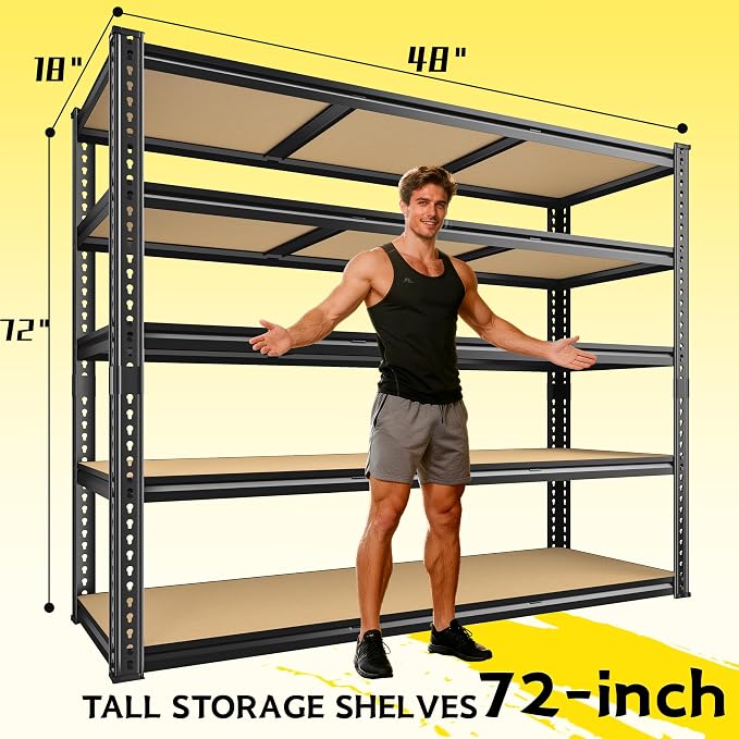 48" W Garage Shelving Heavy Duty 2800LBS Garage Storage Shelves, 5 Tier - Image 3